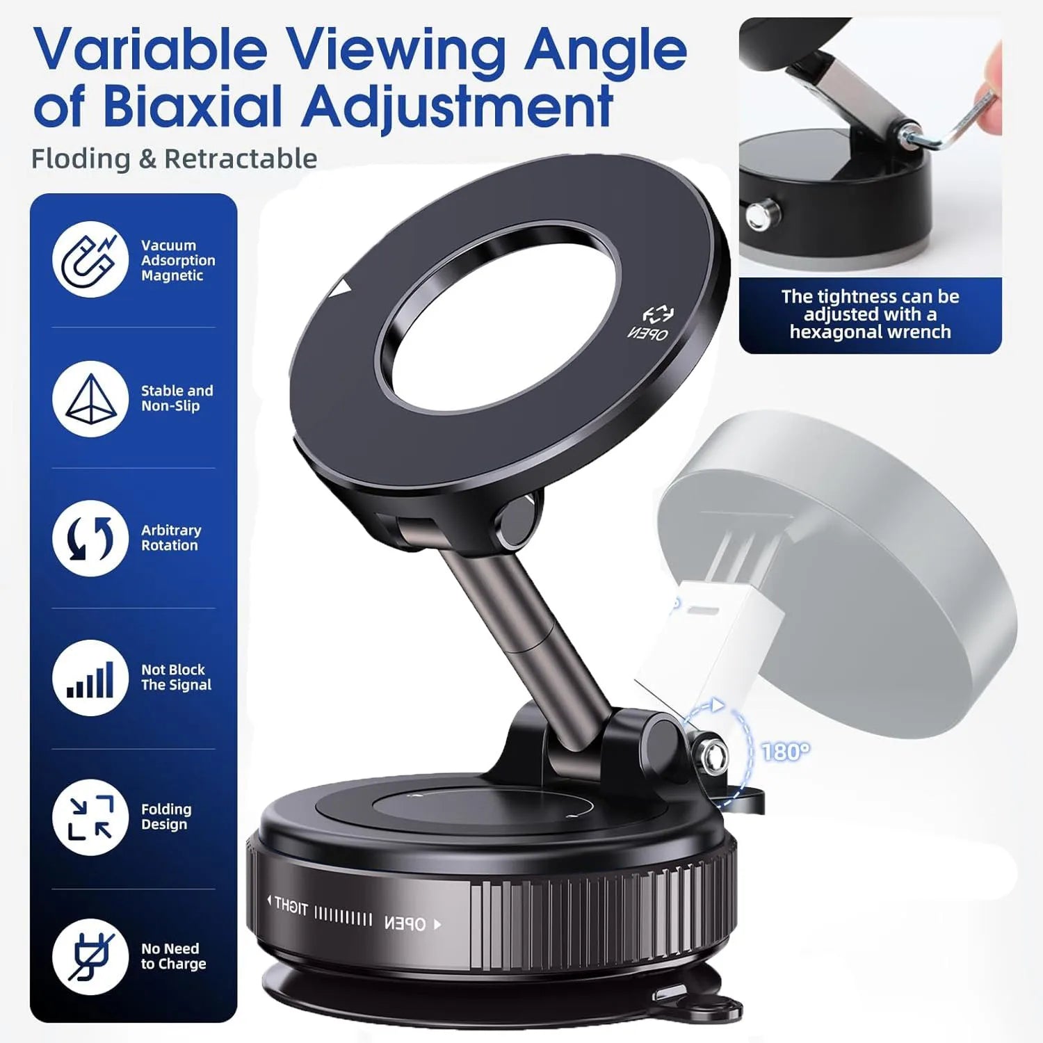 Magnetic Car Phone Holder with 360° Rotation