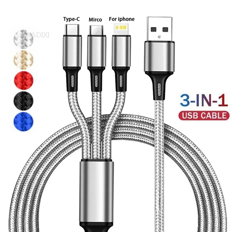 3 In 1 USB Fast Charging Cable
